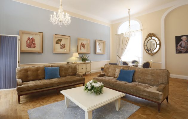Living room of Mozart Suite at The Mozart Prague hotel